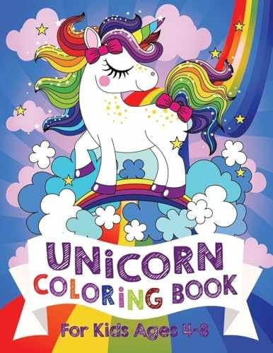 Unicorn Coloring Book: For Kids Ages 4-8 – Paperback, by Bear Silly – Very Good