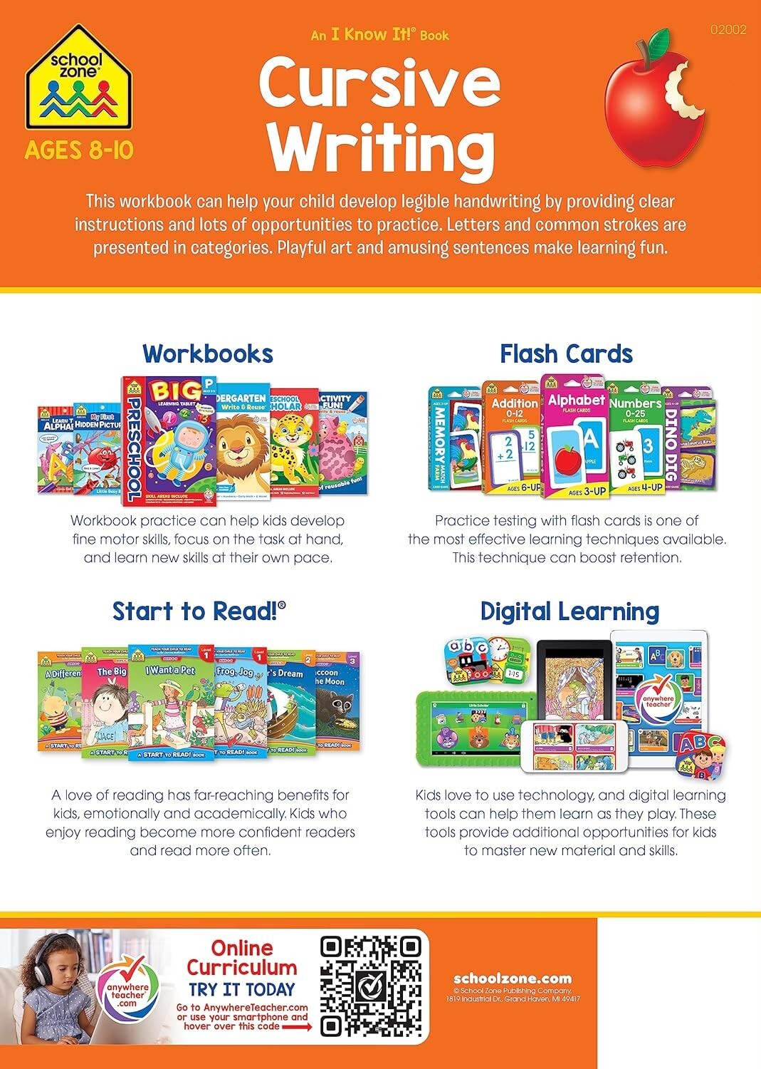Cursive Workbook Writing Handwriting Practice Tracing Letters Ages 8 to 10 – NEW