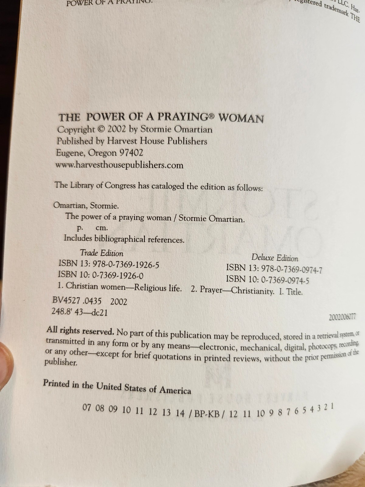 2007 Paperback The Power of a Praying Woman by Syormie Omartain 255 pages