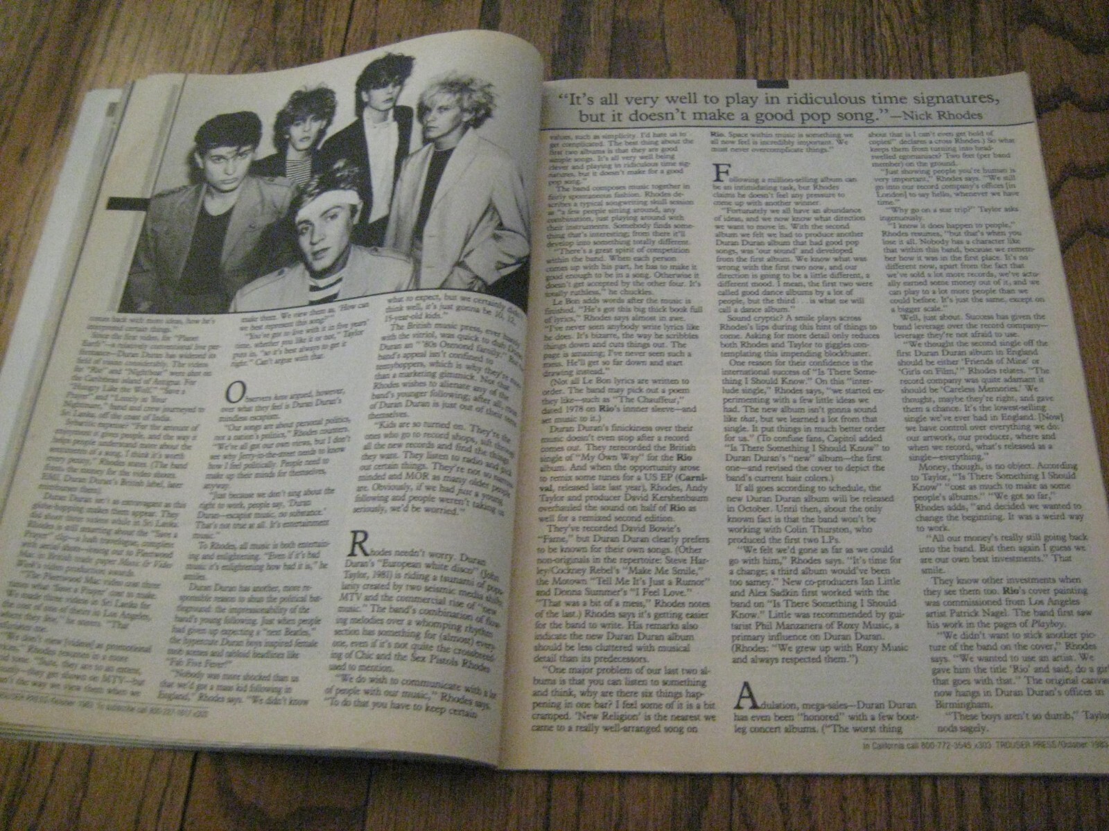 Trouser Press Magazine Oct 83 Duran Duran Thomas Dolby Eurythmics