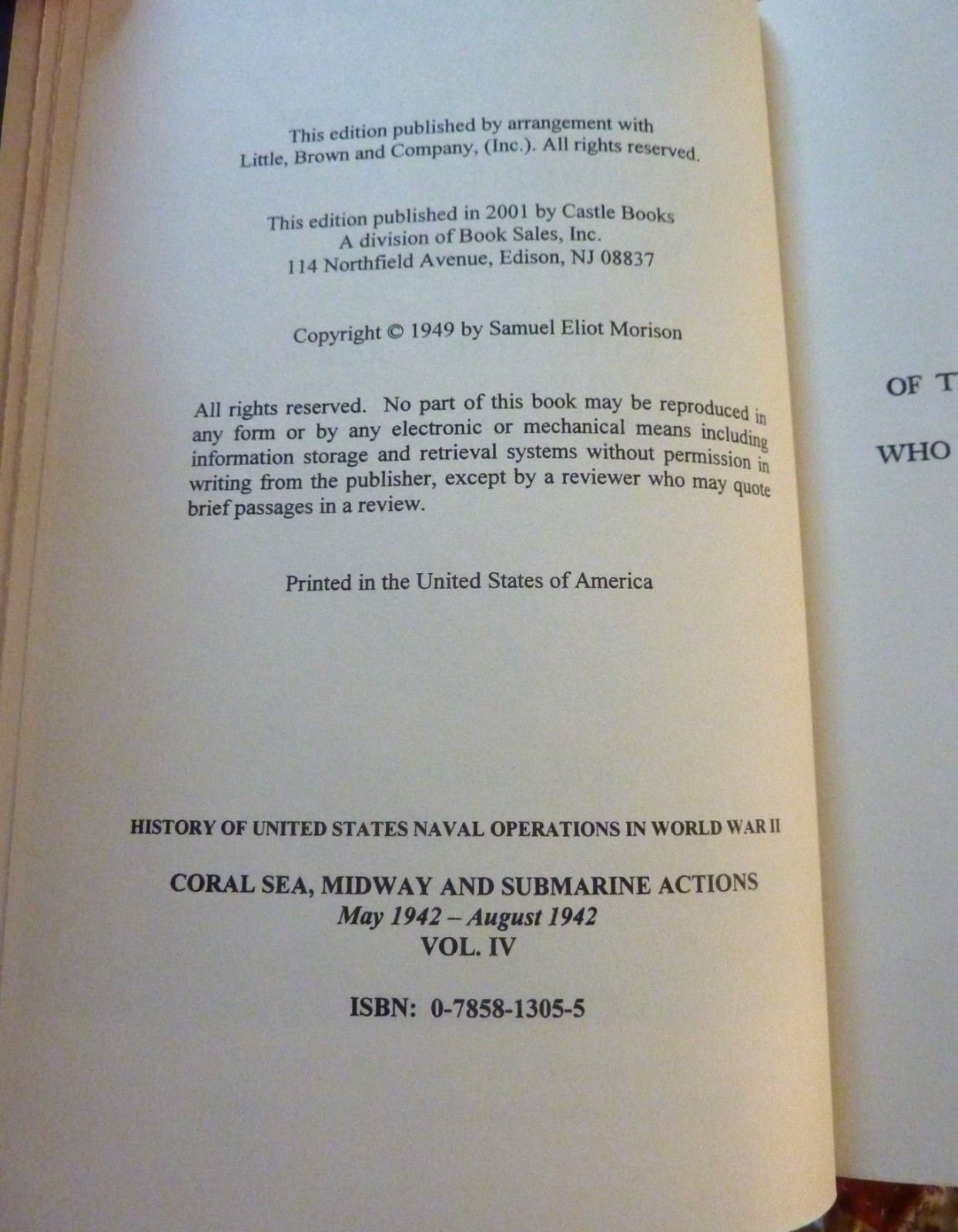 Coral Sea, Midway, and Submarine Actions by Samuel Eliot Morison, Vol 4, HC