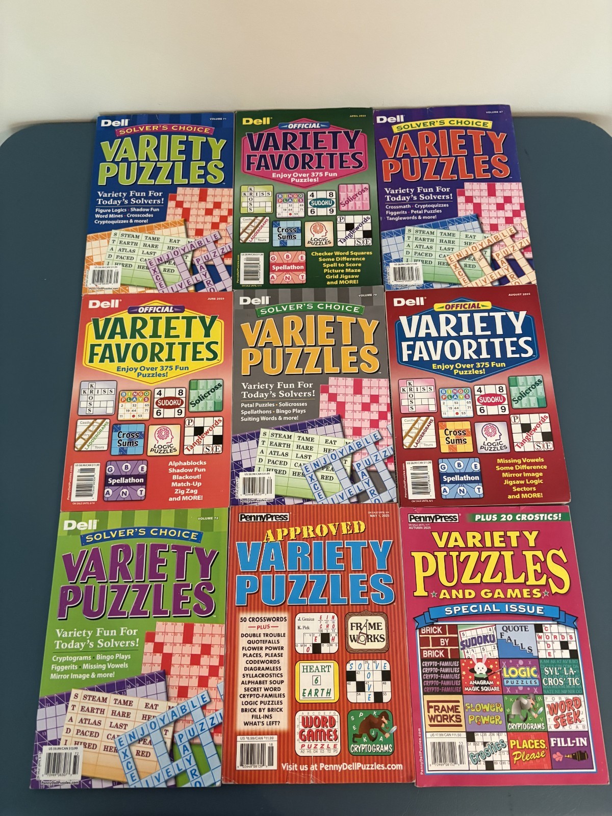 Lot of 9 Penny Press and Dell Variety Puzzle Books