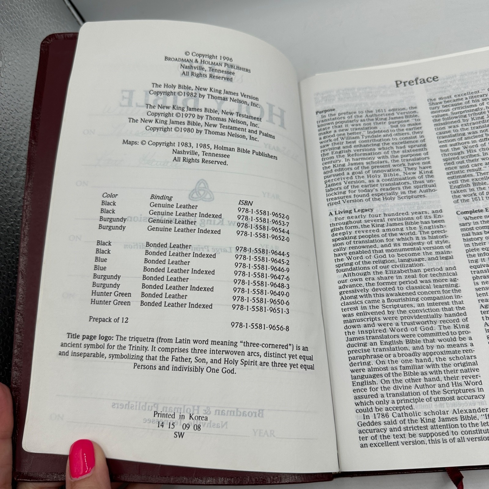 HOLY BIBLE New King James Version Large Print Ultra Thin Broadman Holman