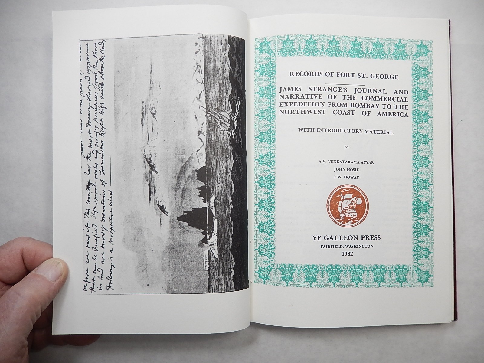 James Strange’s Journal: Bombay to NW Coast of America 1785-1787, 1982, Hardcove