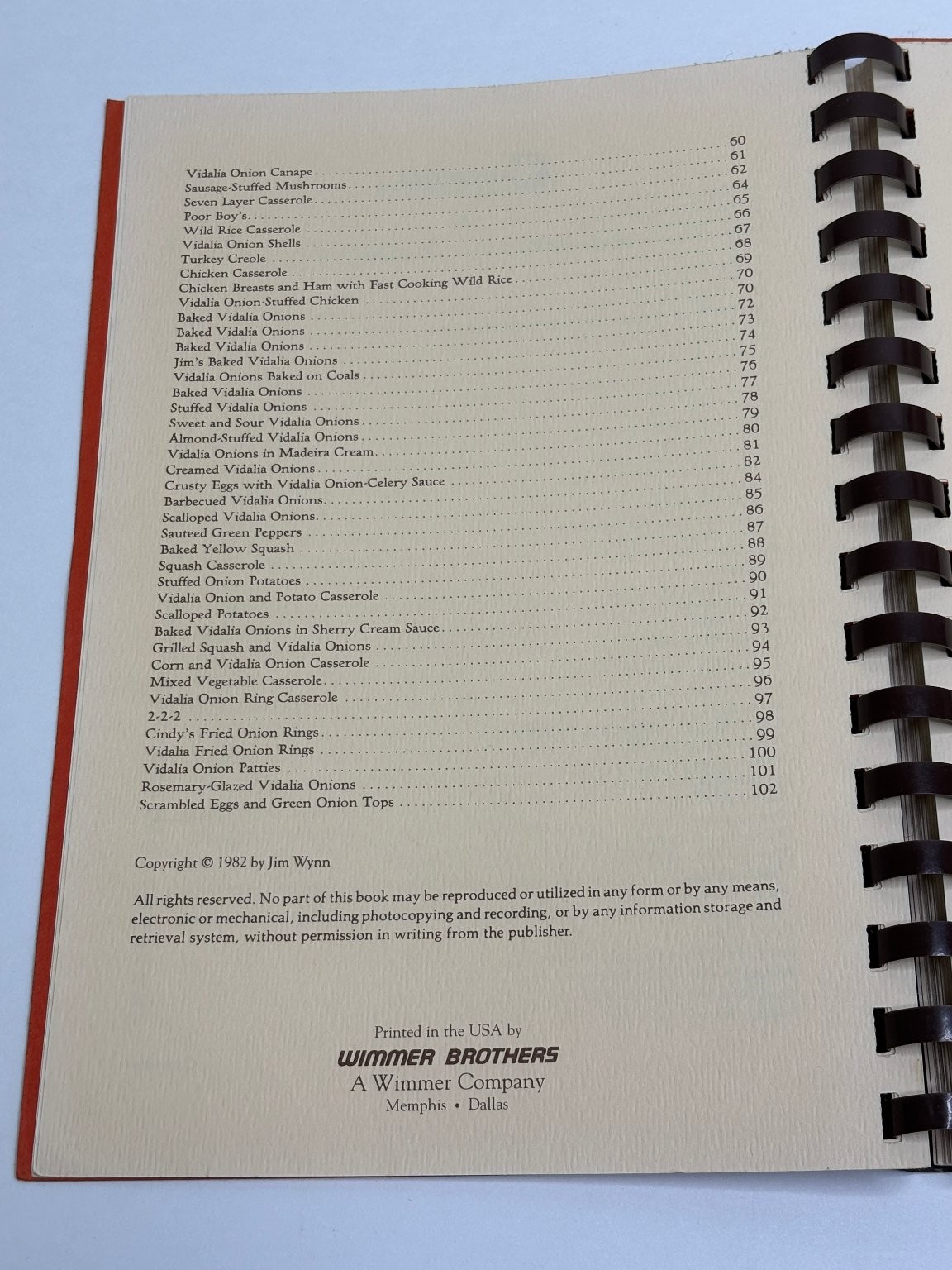 World Famous Vidalia Sweet Onion Cookbook 1982 Jim Wynn Wimmer Bros
