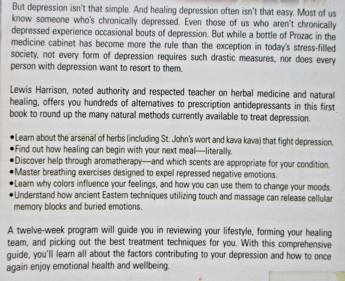 Healing Depression Naturally by Lewis Harrison herbal medicine softcover book