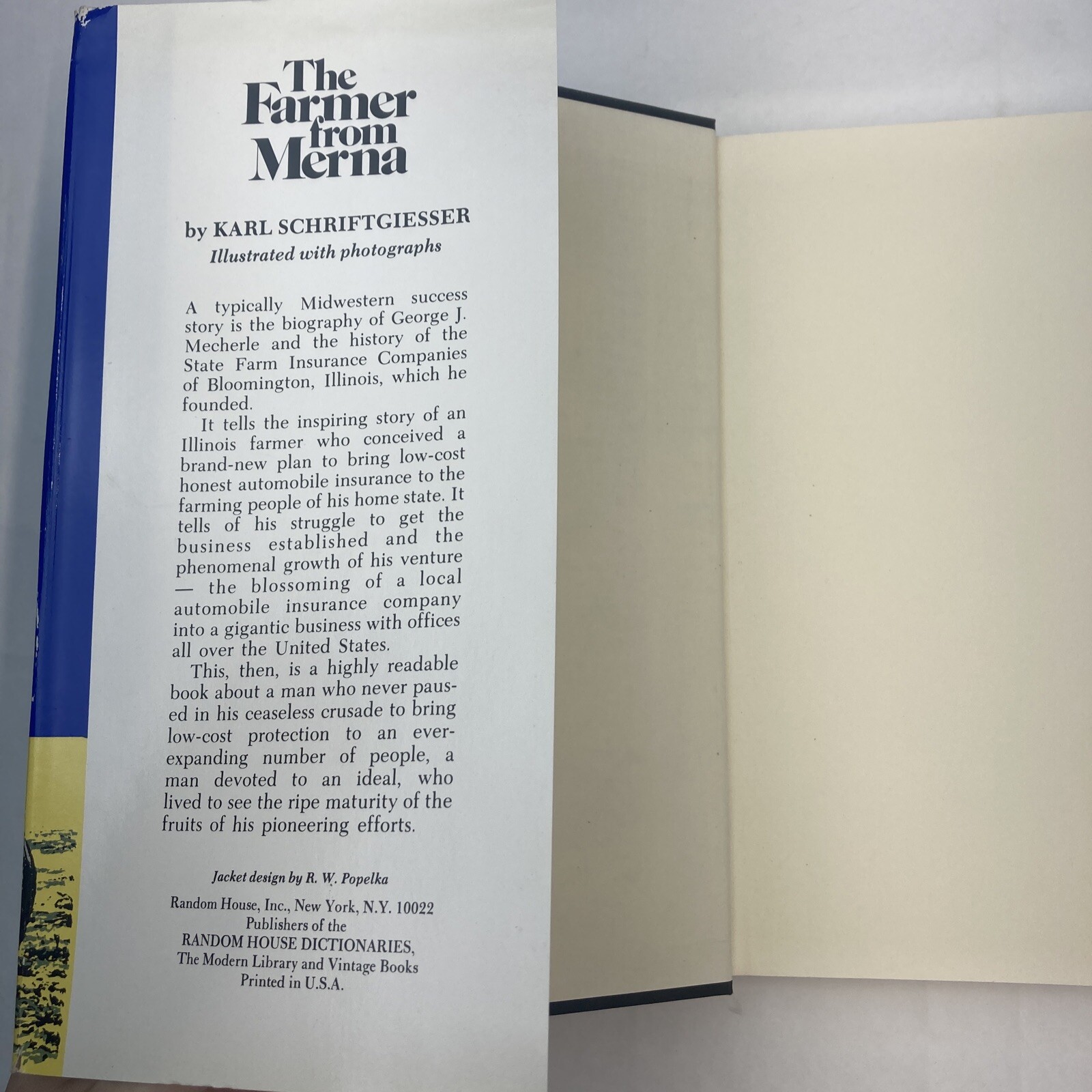 State Farm Company History George Mecherle Bio The Farmer From Merna HC 1955