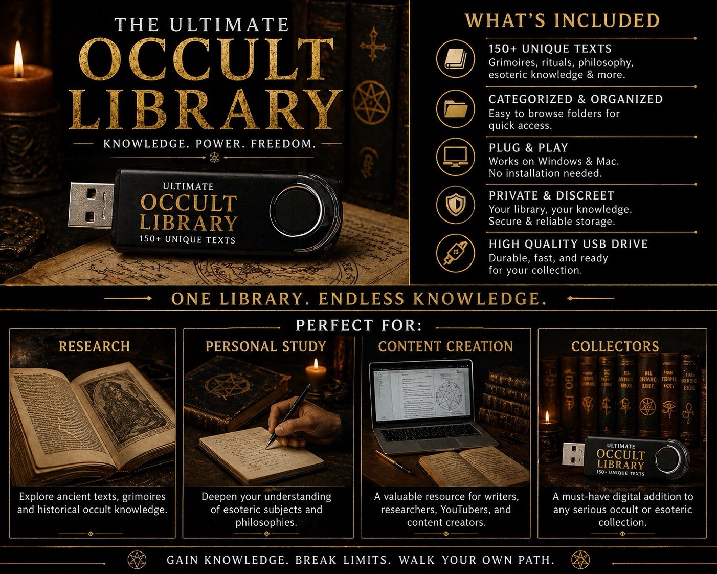 Ultimate Occult Library USB Drive – Grimoires & Esoteric Archive – 200+ Books