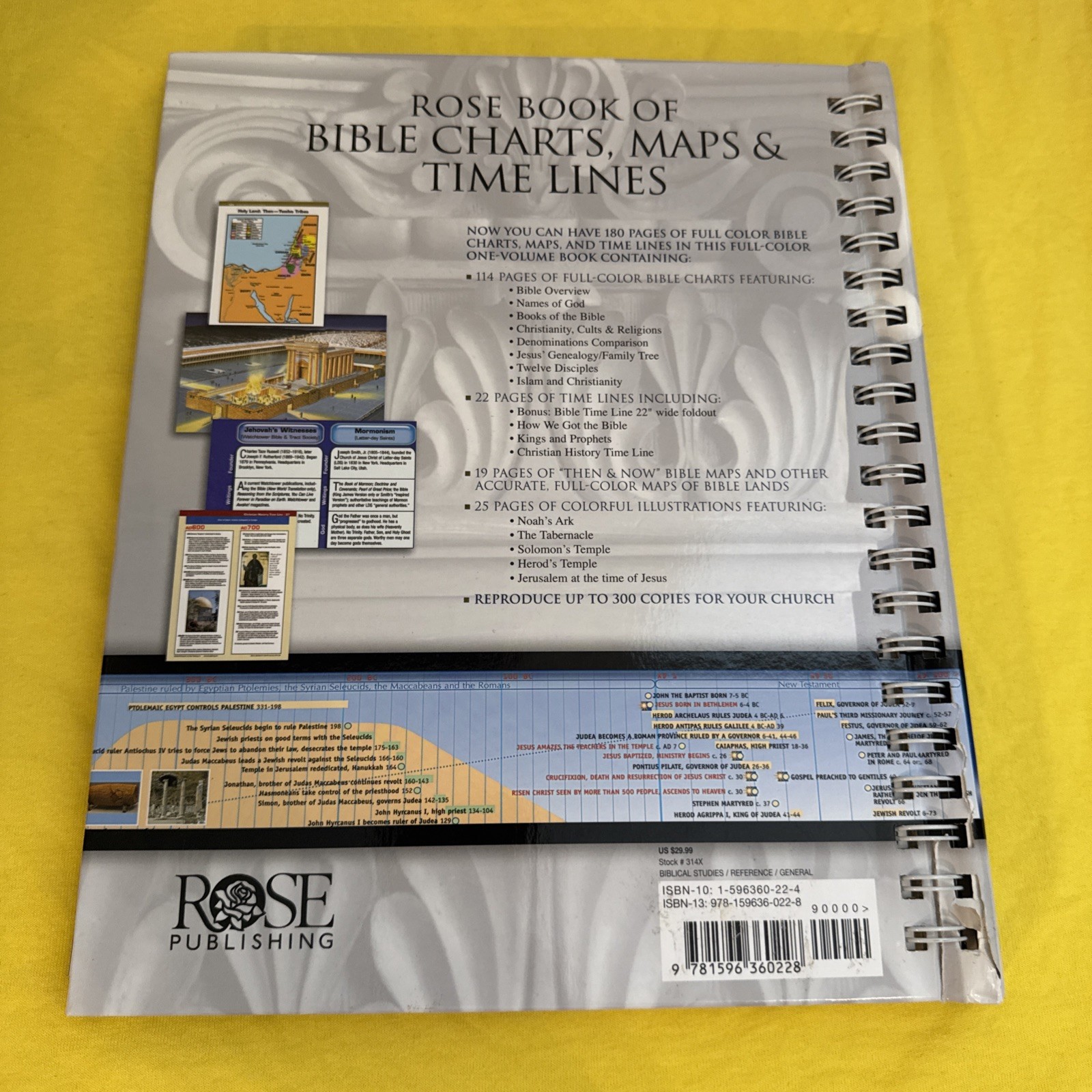 Rose Book of Bible Charts, Maps & Time Lines 2005 Rose Publishing Spiral HC Good