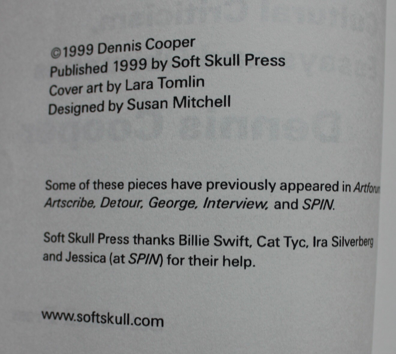 All Ears by Dennis Cooper Trade Paperback special advance readers copy 1st/1st