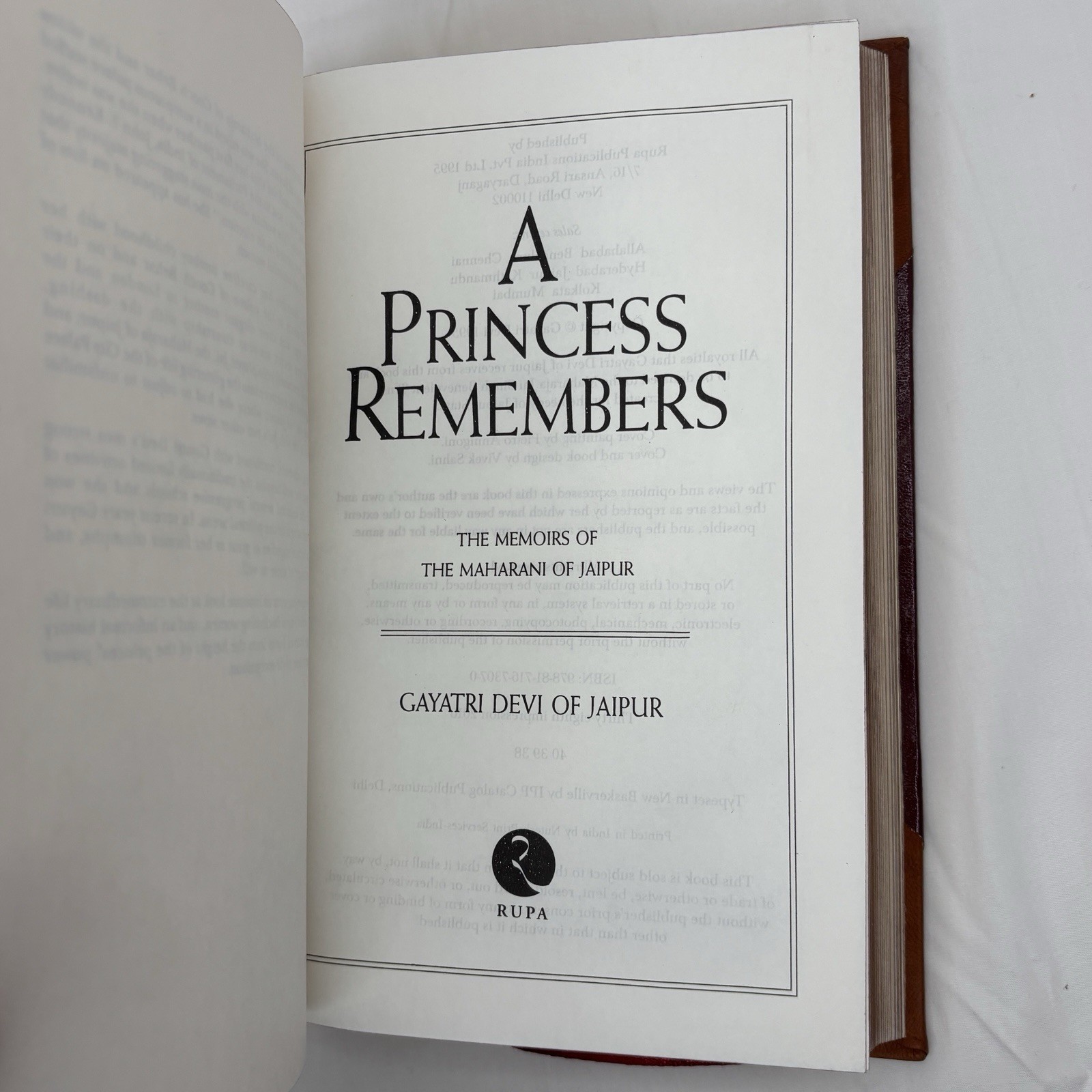 A Princess Remembers: the Memoirs of the Maharani of Jaipur, Devi, Leather Bound