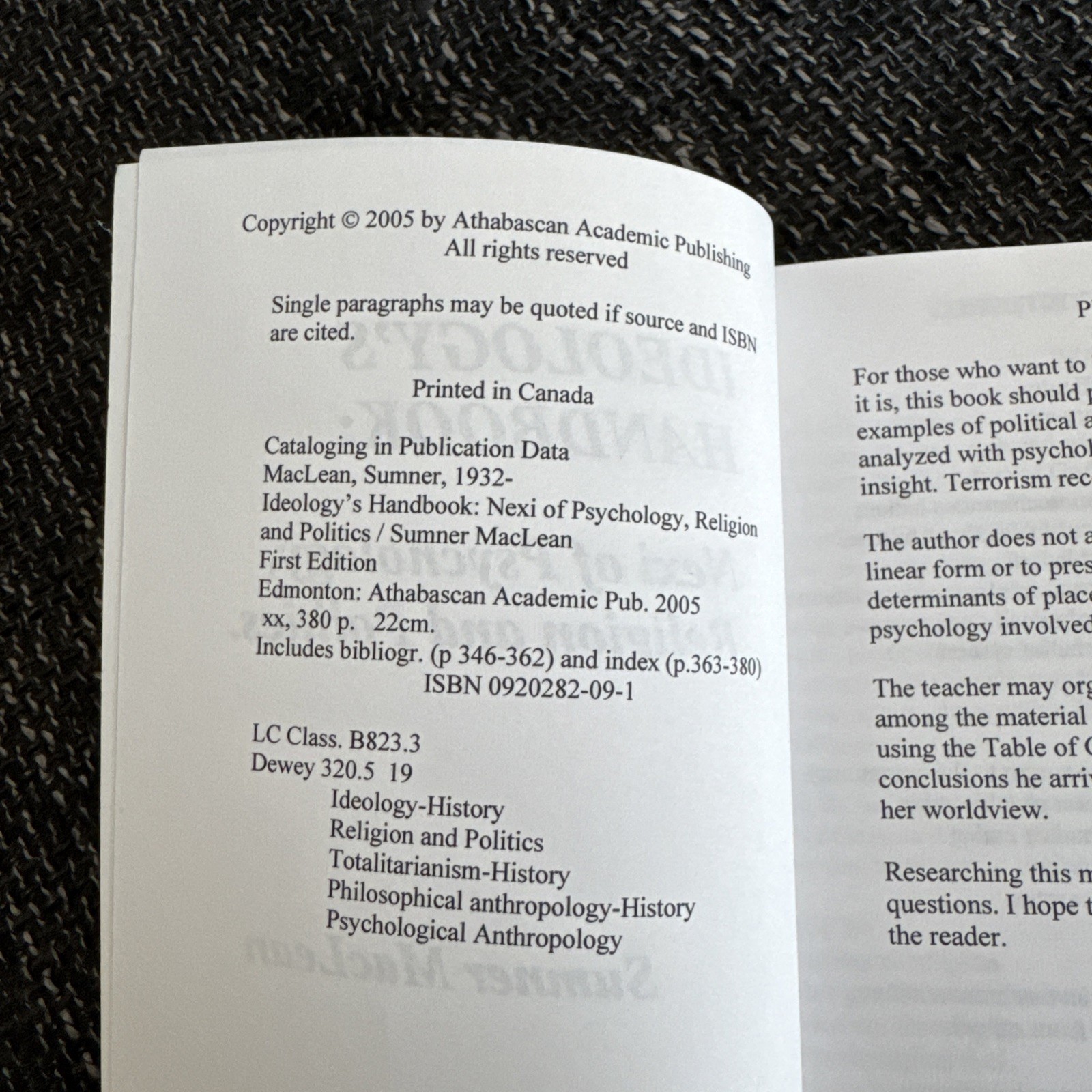 Mind And Ideology & Ideologys Handbook / Sumner Maclean Nexi Of Psychology