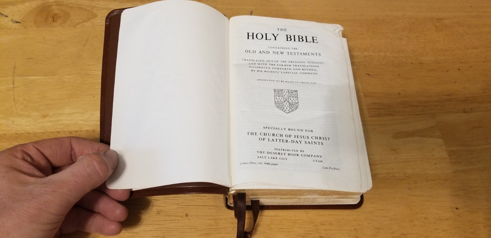 1977 LDS Quad Scriptures Holy Bible Book of Mormon Brown Leather Tabs 7” x 5”
