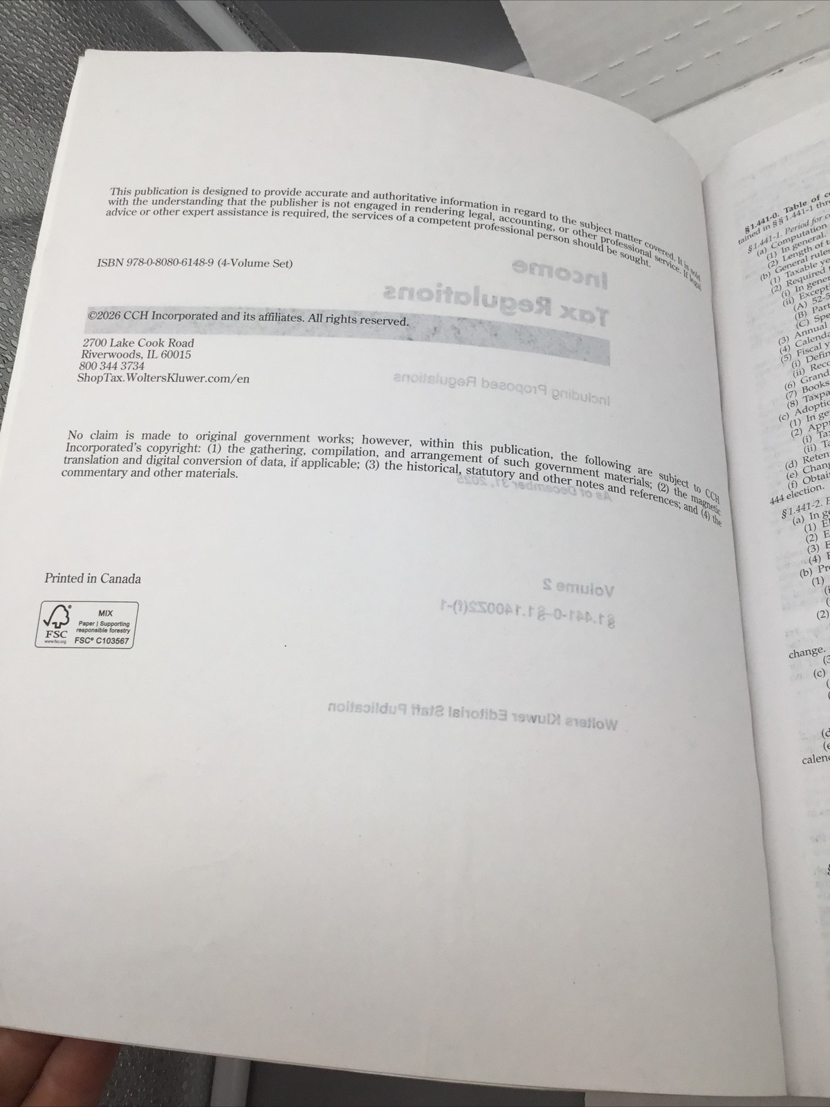 Wolters Kluwer Income Tax Regulations Winter 2026 Vol 2 PBBook VERY GOOD, Unused