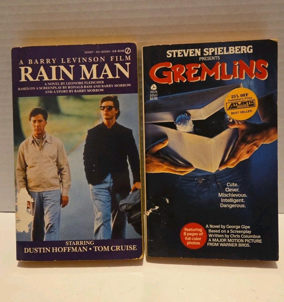 Lot Of 2 Gremlins Paperback 1984 & Rain Man Movie Motiin Picture Books