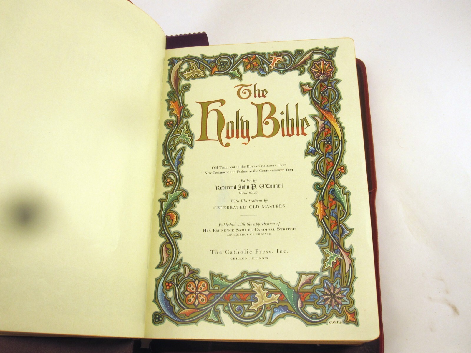 Holy Bible Papal Edition 1952 Leather Bound Book With Box, Please See Photos