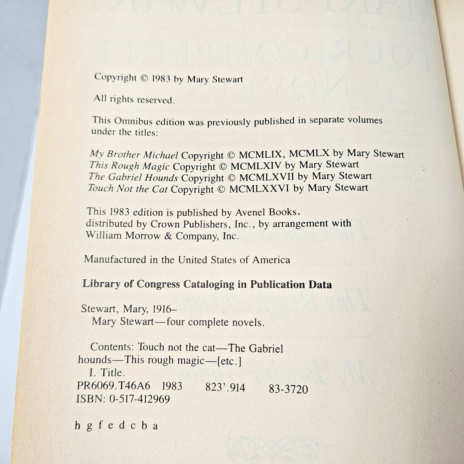 Mary Stewart, Four Complete unabridged Novels in one,1983 Hardcover/Dust Jacket