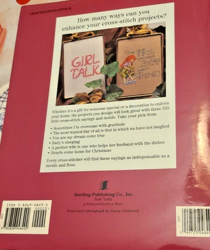 555 LITTLE SAYINGS IN CROSS-STITCH by Marie Barber Hardcover Book 128 Pages