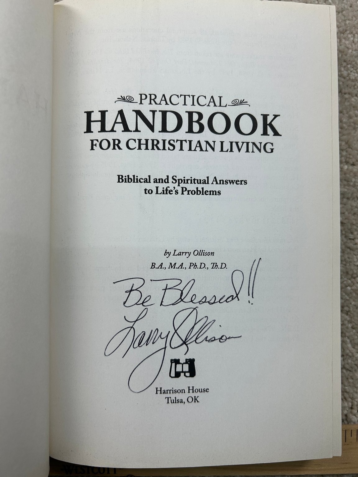 Practical Handbook Christian Living Dr. Larry Ollison 2011 Signed Harrison House