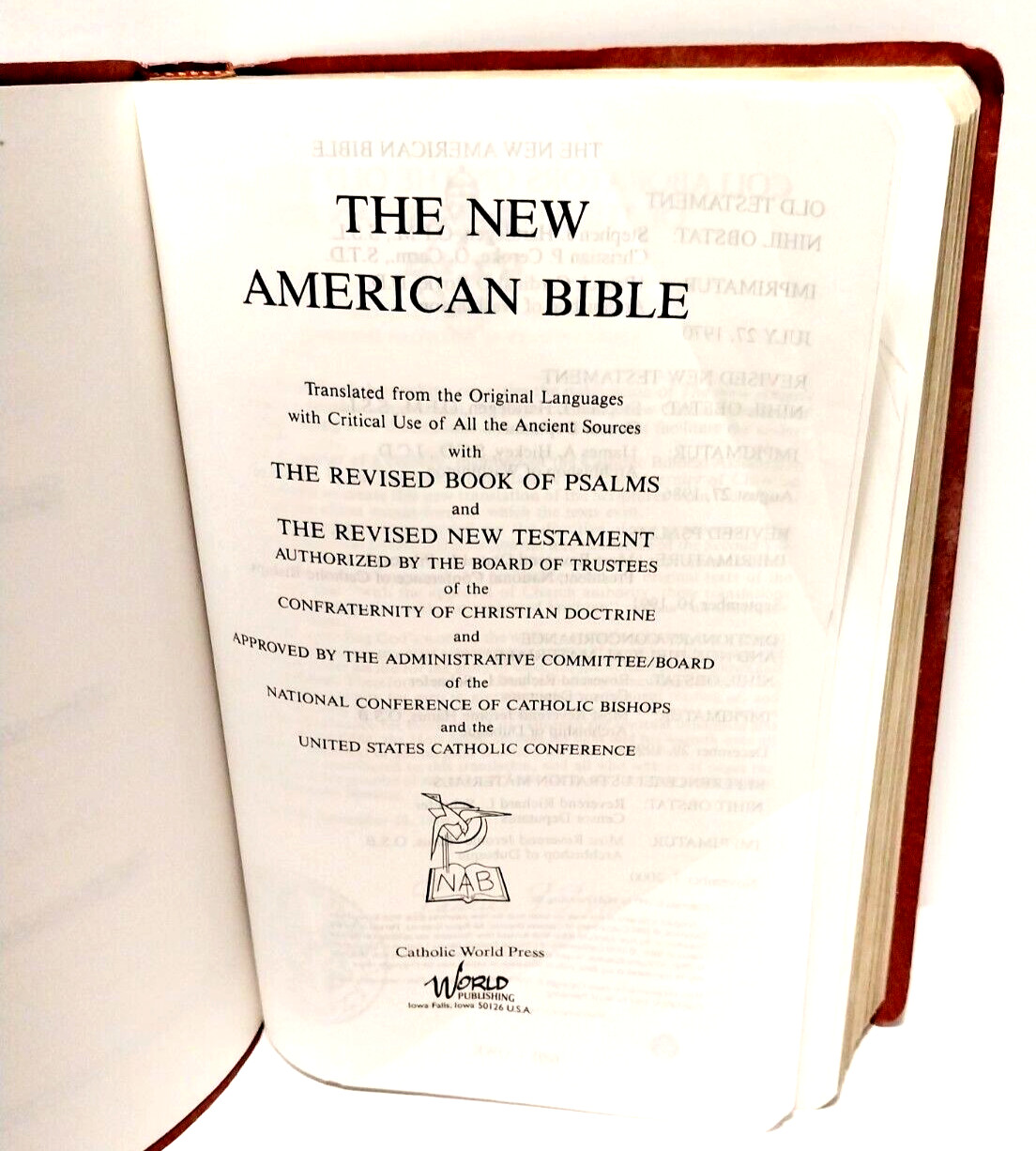 The New American Bible Catholic World Press Red Letter Edition 1987, 2402BG