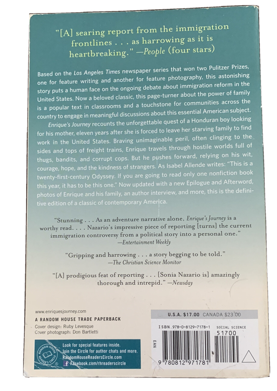 Enrique’s Journey by Sonia Nazario (Random House Publishing, 2017)