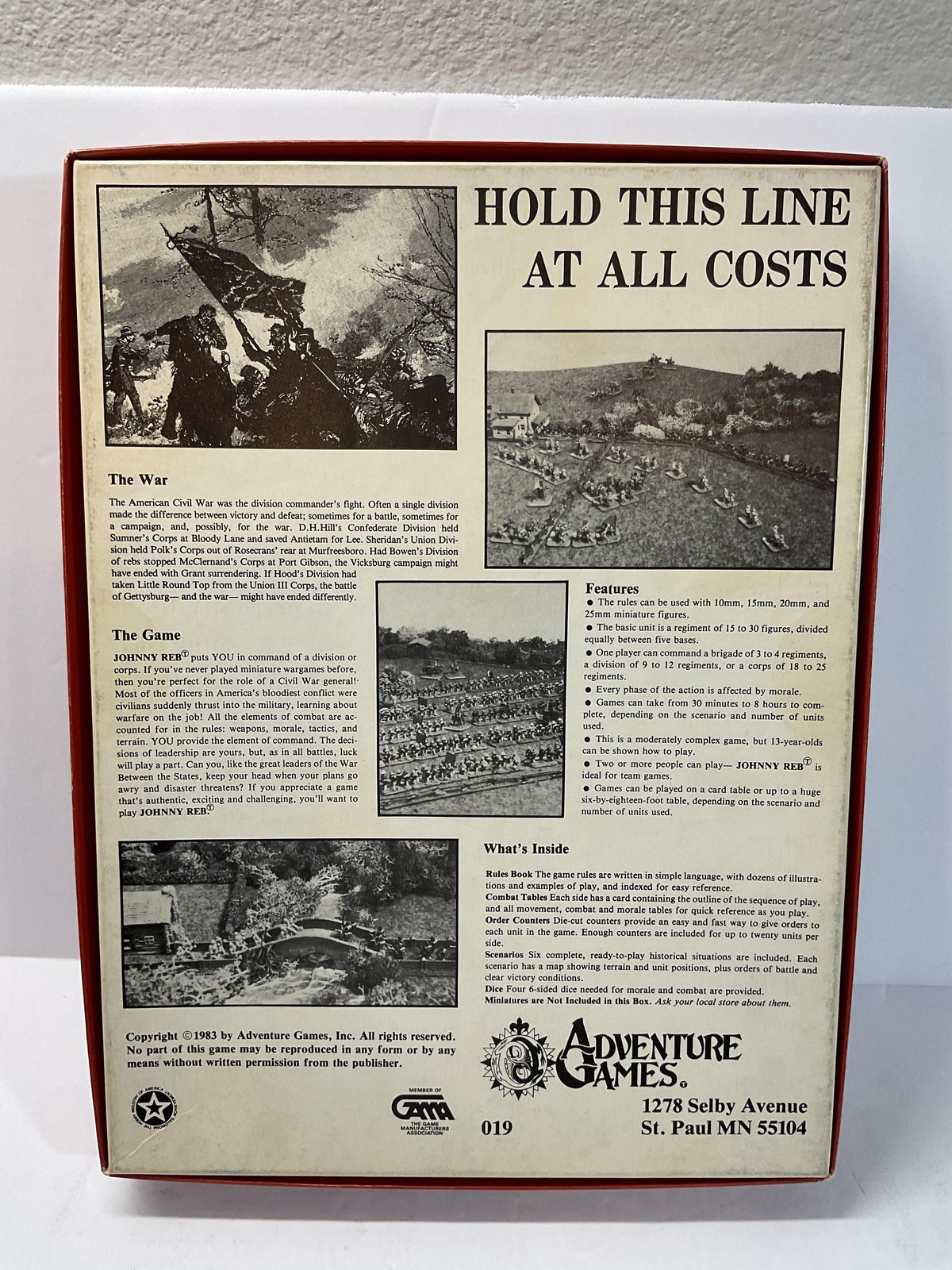 Vintage Johnny Reb Civil War Miniatures Wargame Rules Box 1983 Adventure Games
