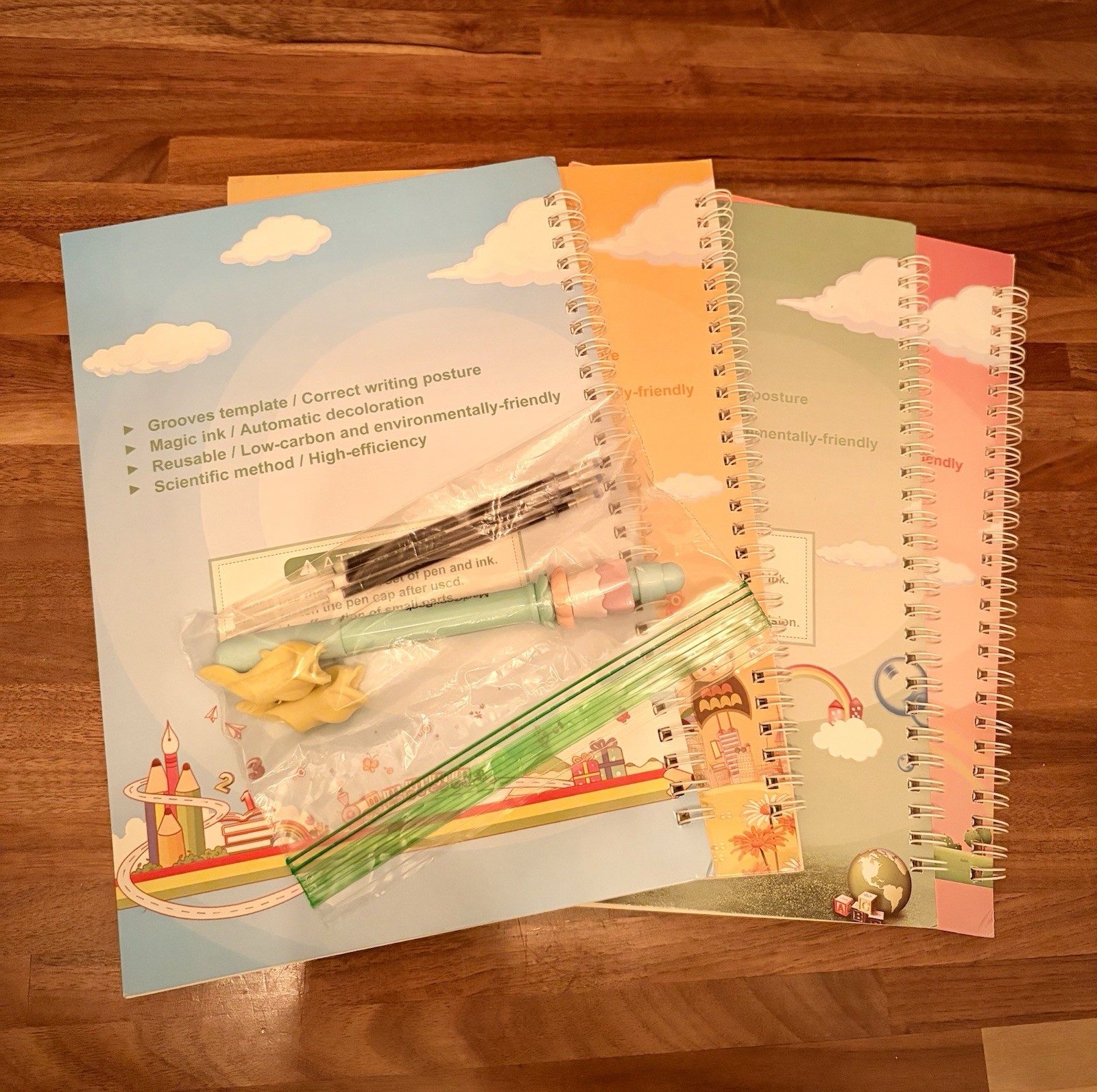 Lot 6 Kids PRIDDY Wipe-Clean &MAGIC-INK Workbooks Learn-to-Write Dry-Erase Reuse