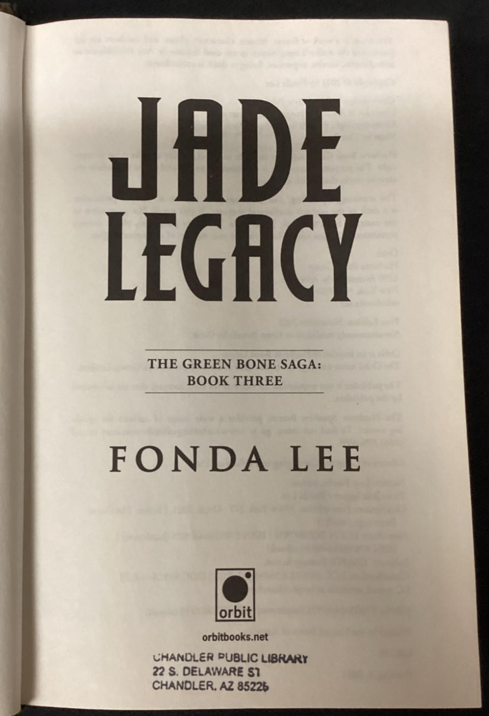 Jade Legacy The Green Bone Saga book 3 by Fonda Lee