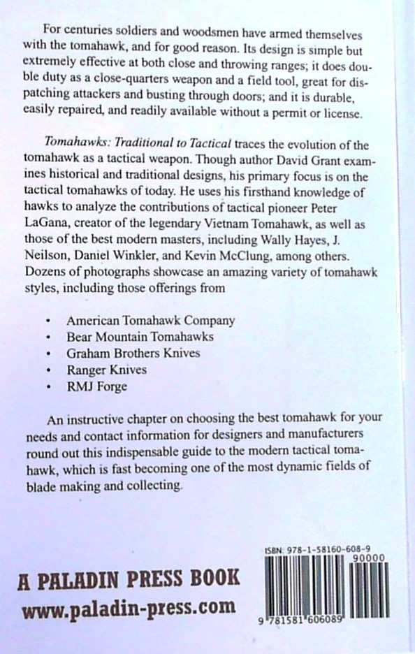 Tomahawks Traditional to Tactical by David Grant LIKE NEW ~ A PALADIN PRESS Book