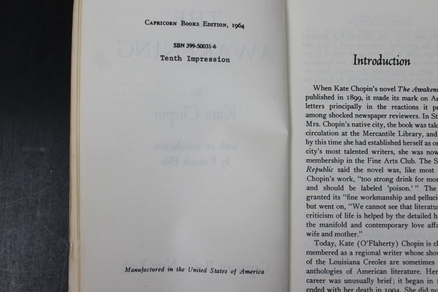 The Awakening Kate Chopin 1964 Tenth Impression Classic American Novel Capricorn