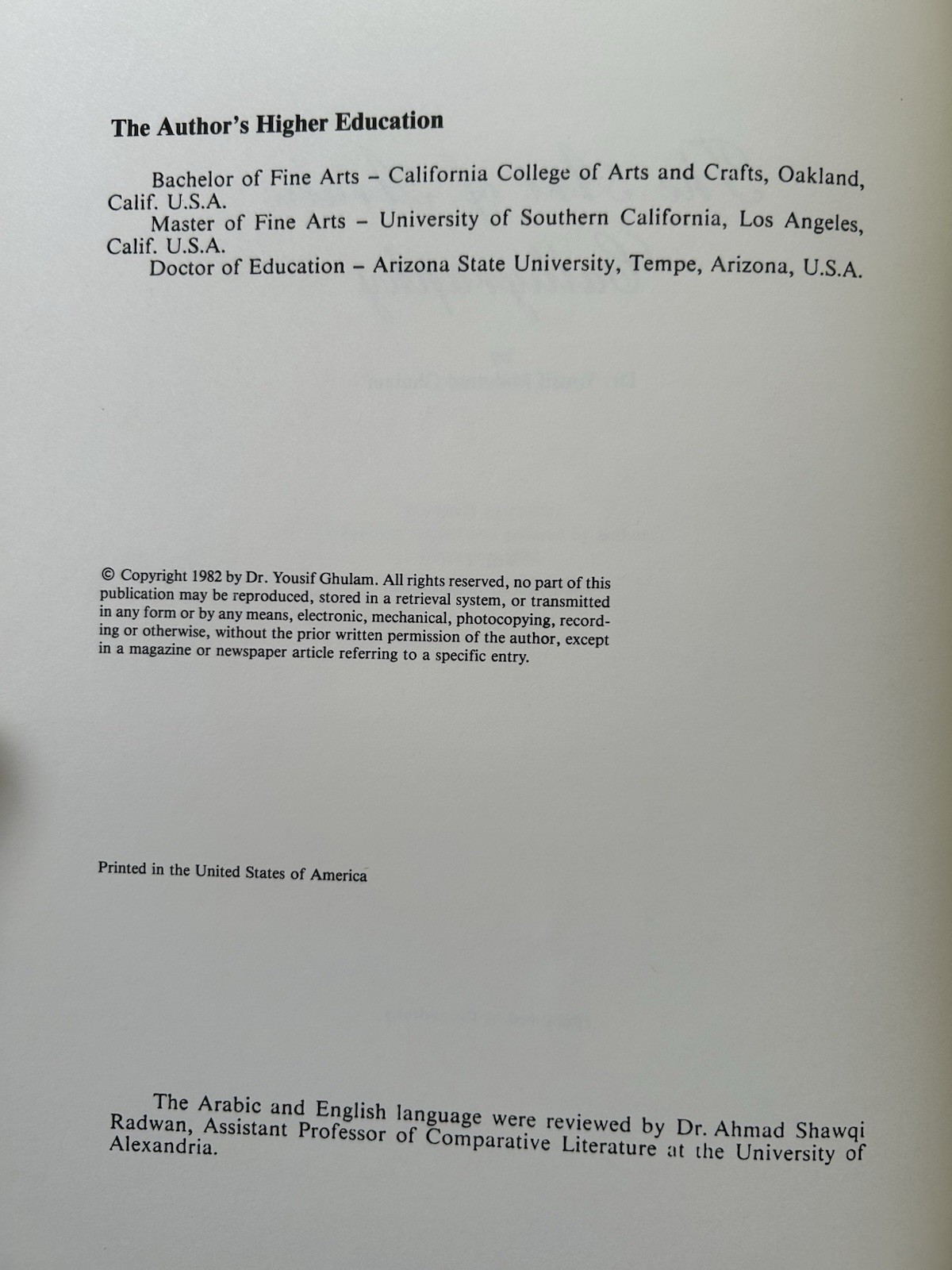 The Art of Arabic Calligraphy Hardcover – 1982 by Dr. Yousif Mahmud Ghulam