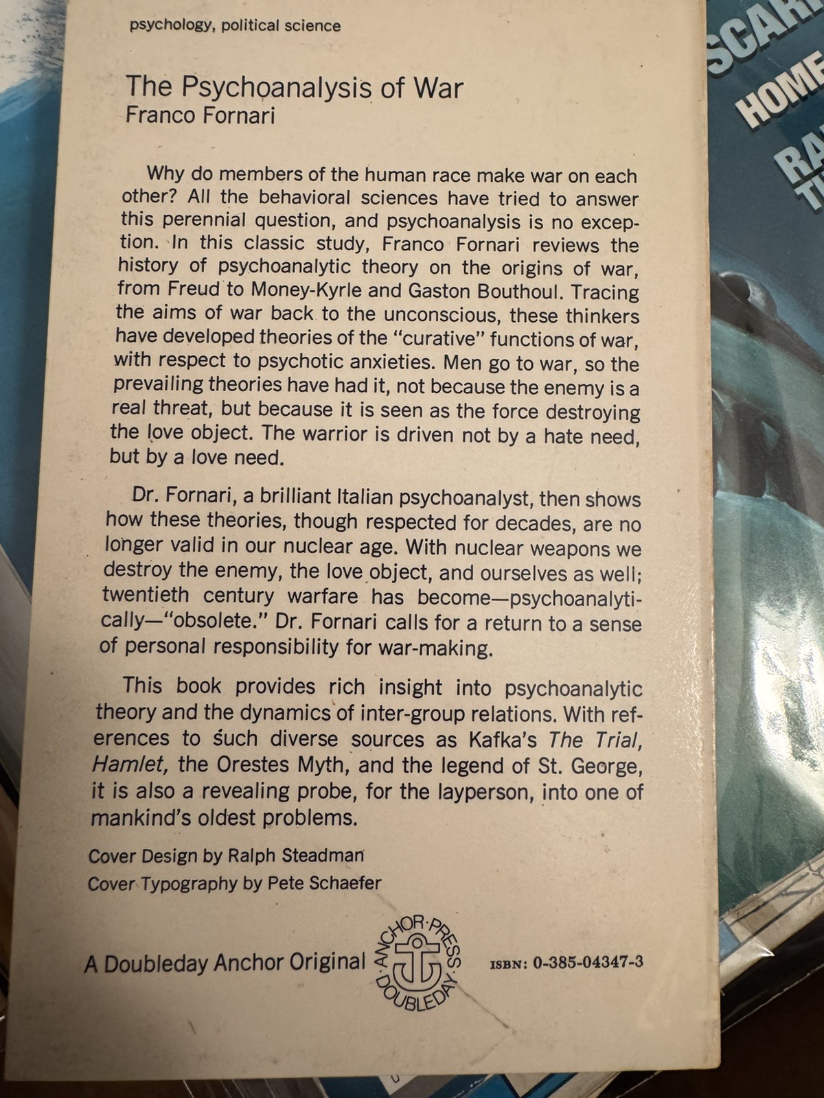 Franco Fornari – The Psychoanalysis of War cover art by Ralph Steadman