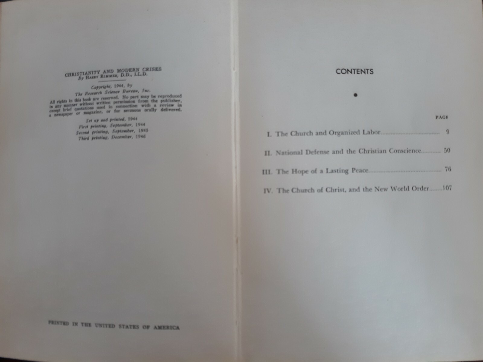 Christianity and Modern Crises by Harry Rimmer, D.D., LL.D. HC/DJ 1947