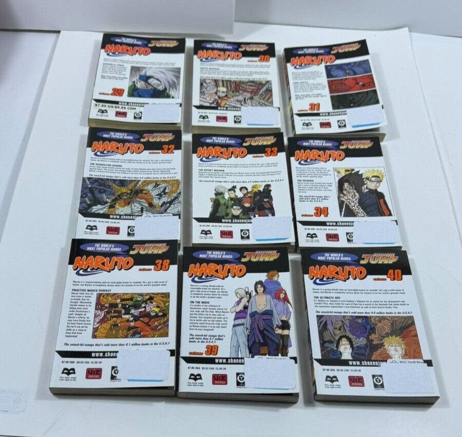 Naruto Manga Masashi Kishimoto English Lot 29-34 38-46 48 Viz Media Bookmarks