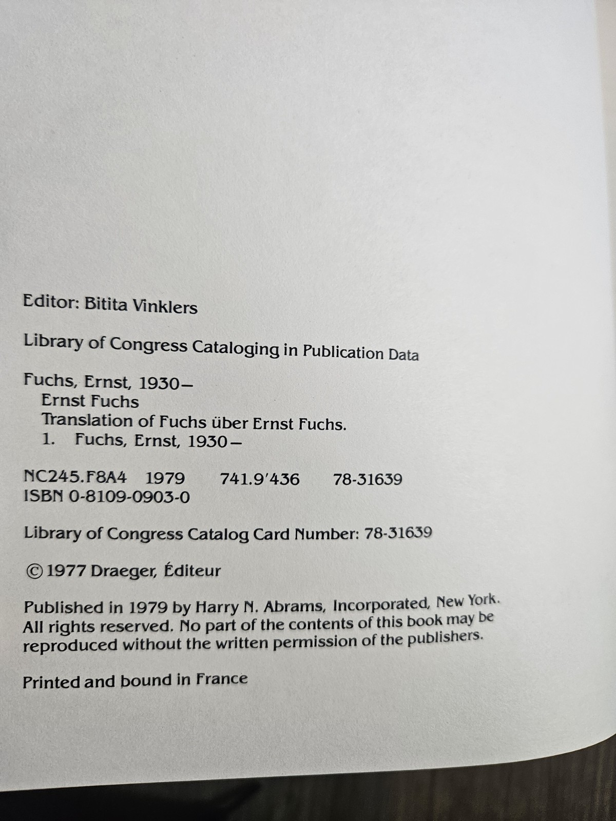 Ernst Fuchs – Harry Abrams Inc., First Edition – English – Artbook
