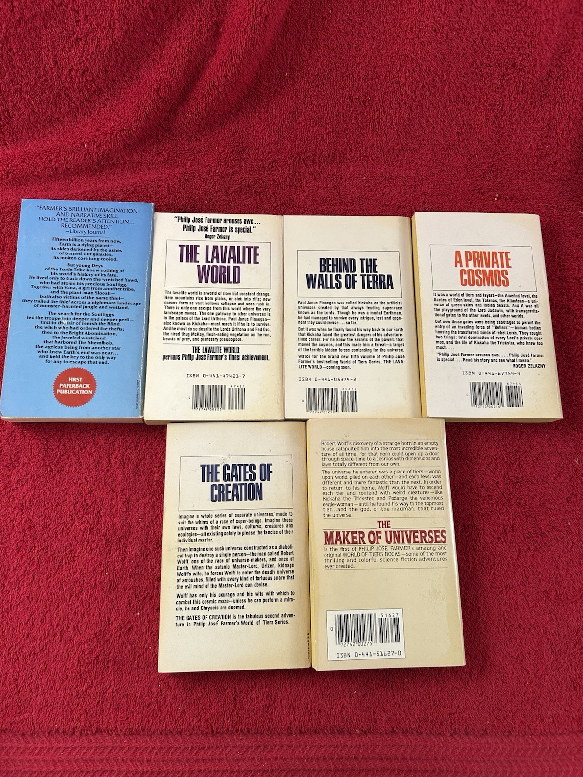 Philip Jose Farmer 6 Paperback Lot 5 World Of Tiers Series & Dark Is The Sun