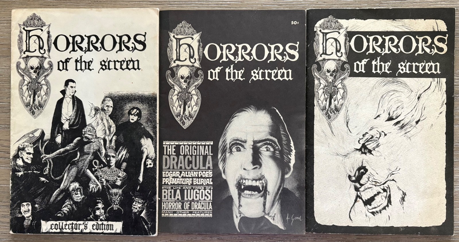 HORRORS OF THE SCREEN #1 – #2 – #3 Complete Set from 1960’s FANZINE w/ BONUS