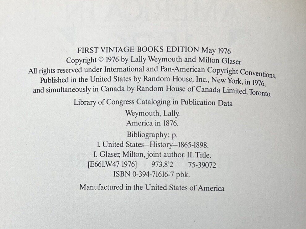 America in 1876 : The Way We Were by Lally Weymouth Paperback Book