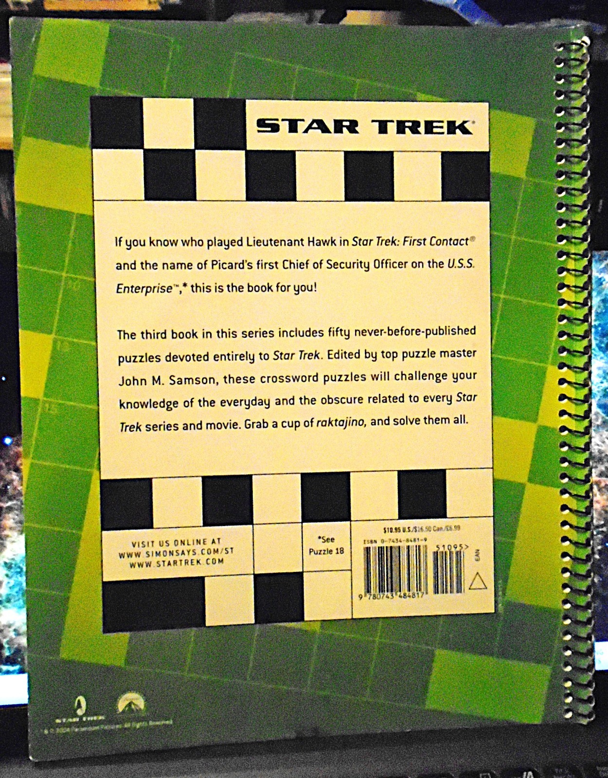 Very Rare Star Trek Crosswords Book 3 – John M. Samson – 2004 – Like New