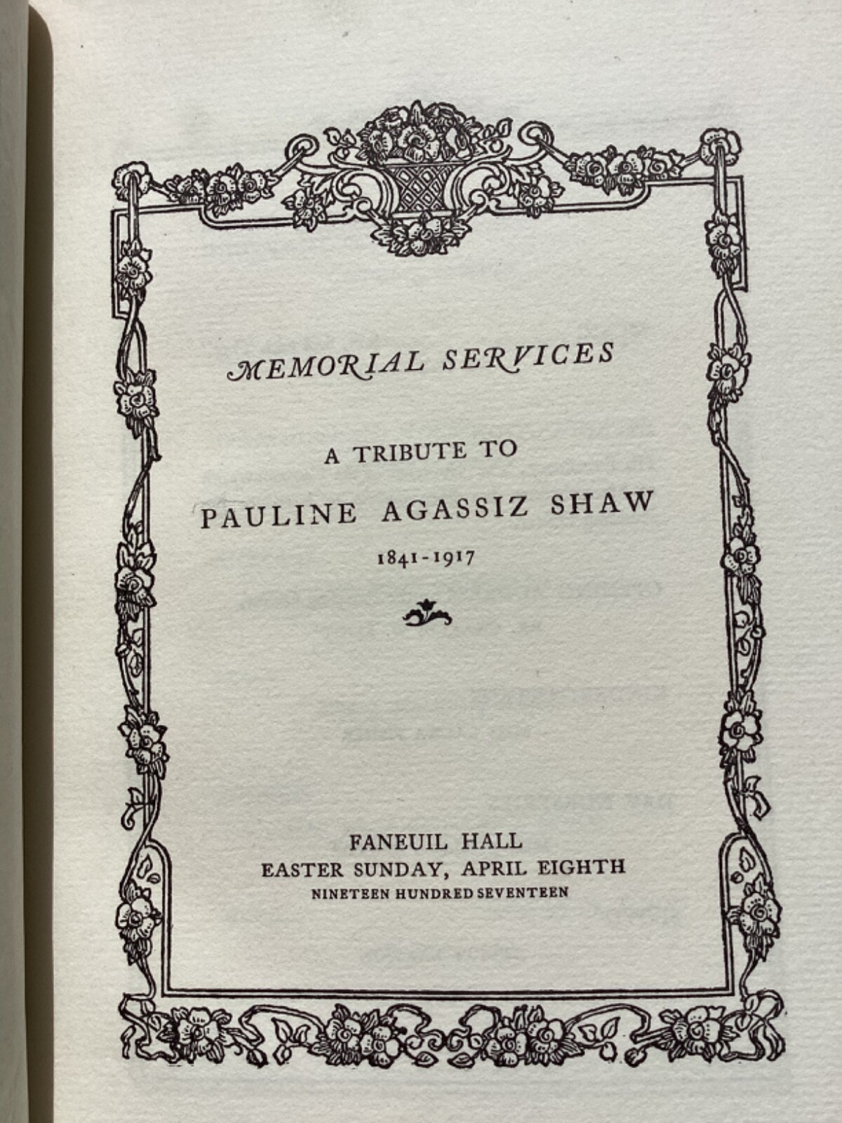 Original 1917 Pauline Agassiz Shaw Boston MA education philanthropy suffrage