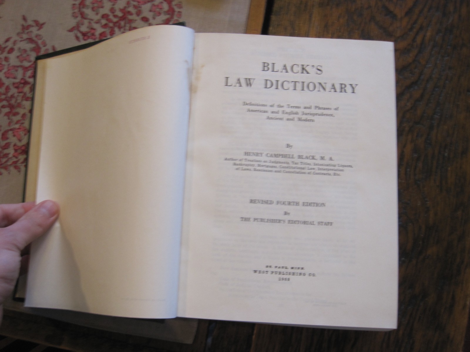 Black’s Law Dictionary Henry Campbell Black 1968 HC Book Revised Fourth Edition