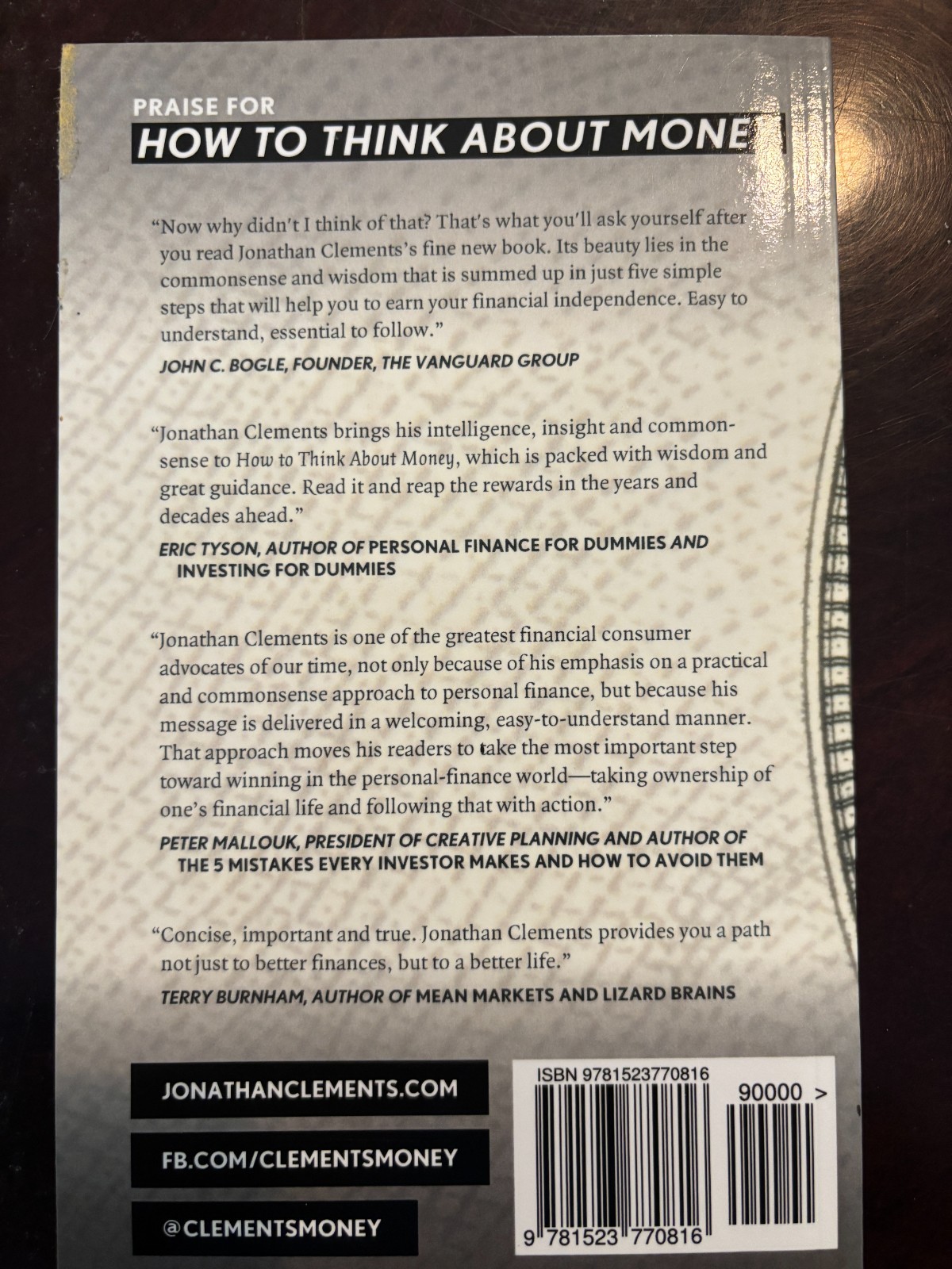 How to Think about Money by Jonathan Clements (2016, Trade Paperback)