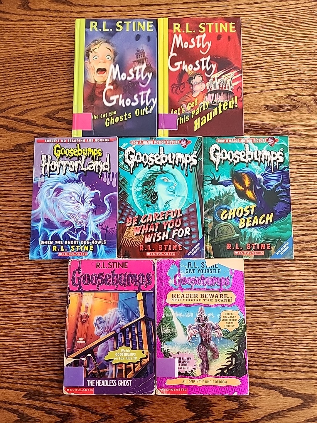 R.L. Stine Book Lot of 7 Books Goosebumps, Mostly Ghostly, Condition Varies