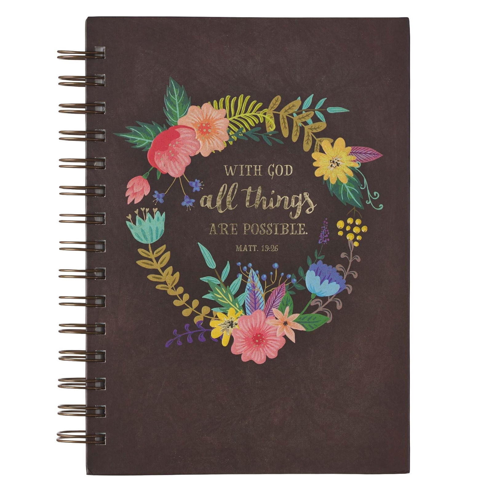 Christian Art Gifts Journal w/Scripture With God All Things Are Possible Mat…