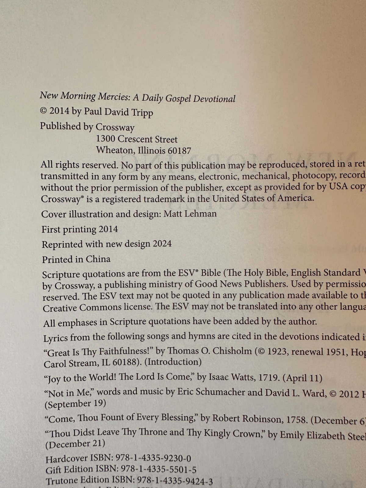 New Morning Mercies : A Daily Gospel Devotional by Paul David Tripp 2014