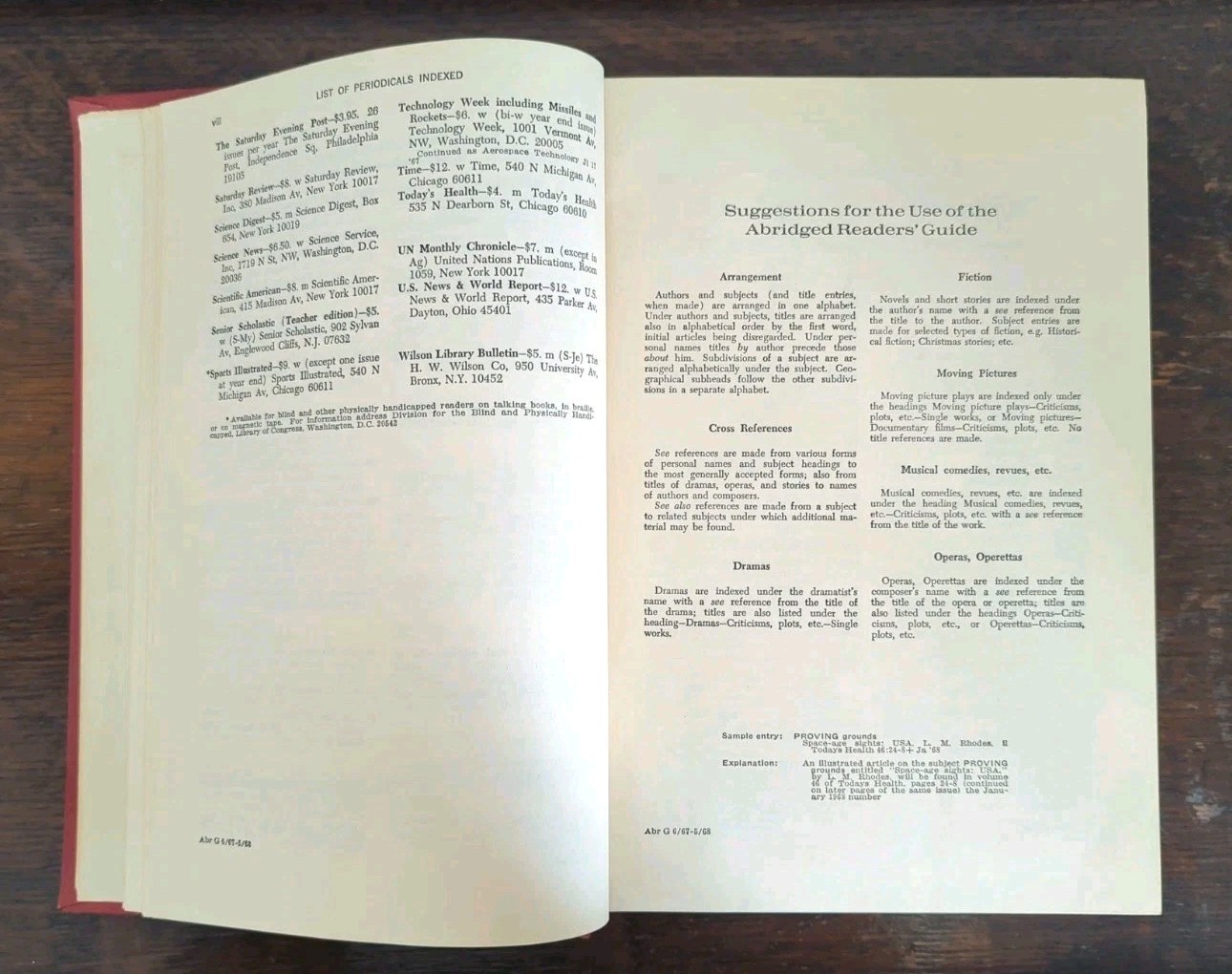 Abridged Readers’ Guide to Periodical Literature June 1967 to May 1968 HW Wilson