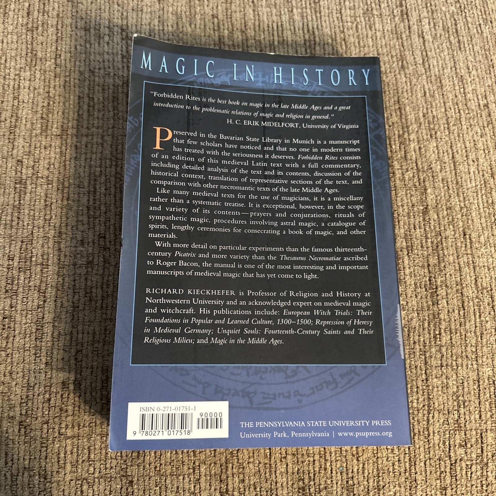 FORBIDDEN RITES: A NECROMANCER’S MANUAL by Kieckhefer, Paperback