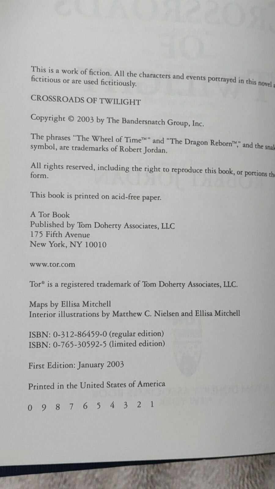 Robert Jordan Crossroads of Twilight 1st / 1st Wheel of time book 10 HC DJ