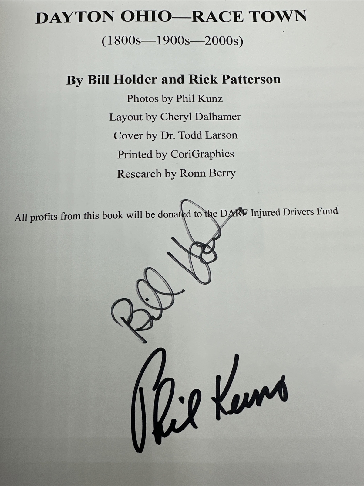 Dayton Ohio Race Town Signed Bill Holder 3rd Edition Paperback Rare 134 Pages