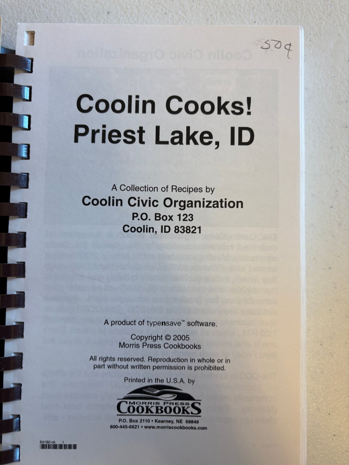 Coolin Cooks! Priest Lake Idaho Community Cookbook 2005 Morris Press Cookbooks